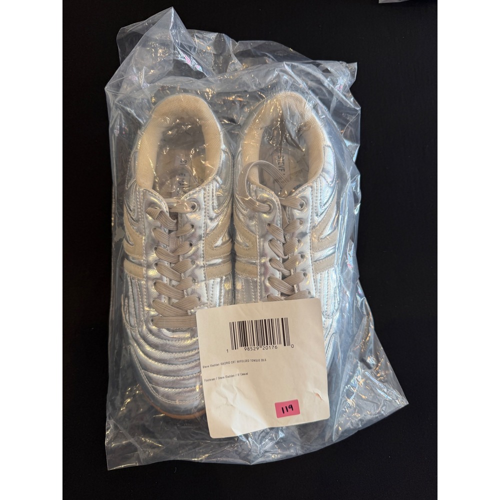 Steve Madden Madrid Silver Metallic Quilted Soccer Sneakers Womens 9.5